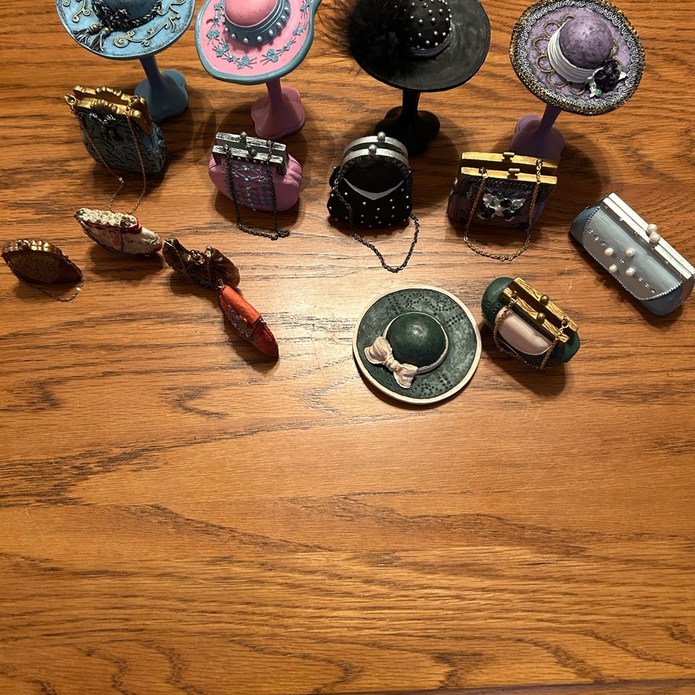 Vintage Collectible Elegant Women's Mini Hats and Purses Set